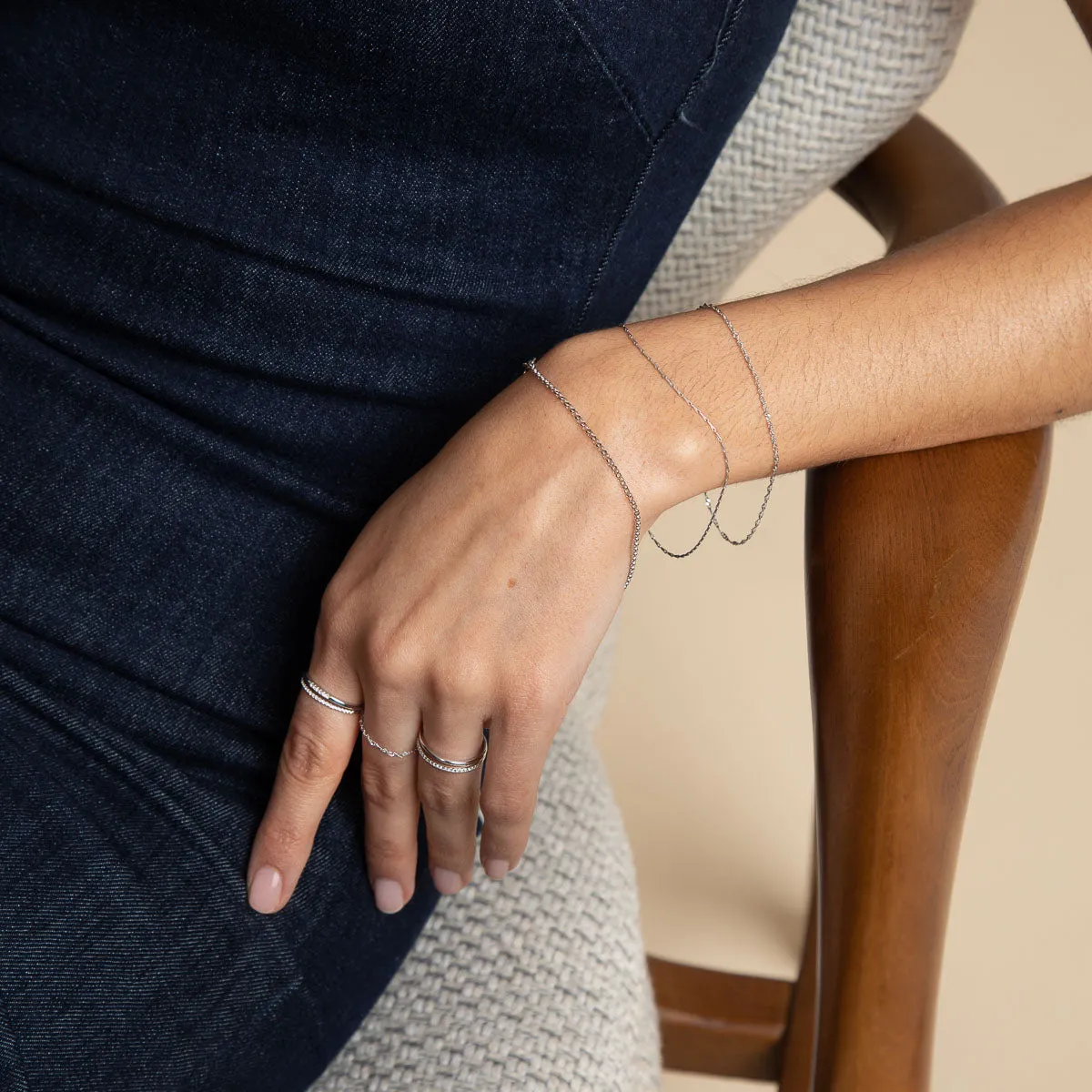 Marylebone Chain Bracelet in Solid White Gold