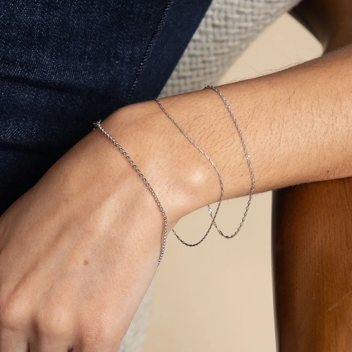 Marylebone Chain Bracelet in Solid White Gold