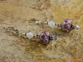 Mauve Pink Lampwork Bead Earrings