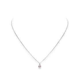 Mikimoto 18K White Gold Akoya Pearl & Diamond Pendant Necklace