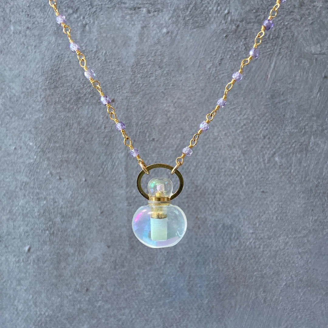 Mini Potion Bottle, Amethyst 14K Gold Filled Necklace