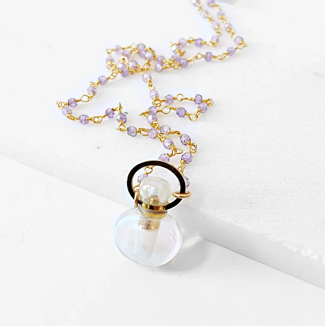 Mini Potion Bottle, Amethyst 14K Gold Filled Necklace