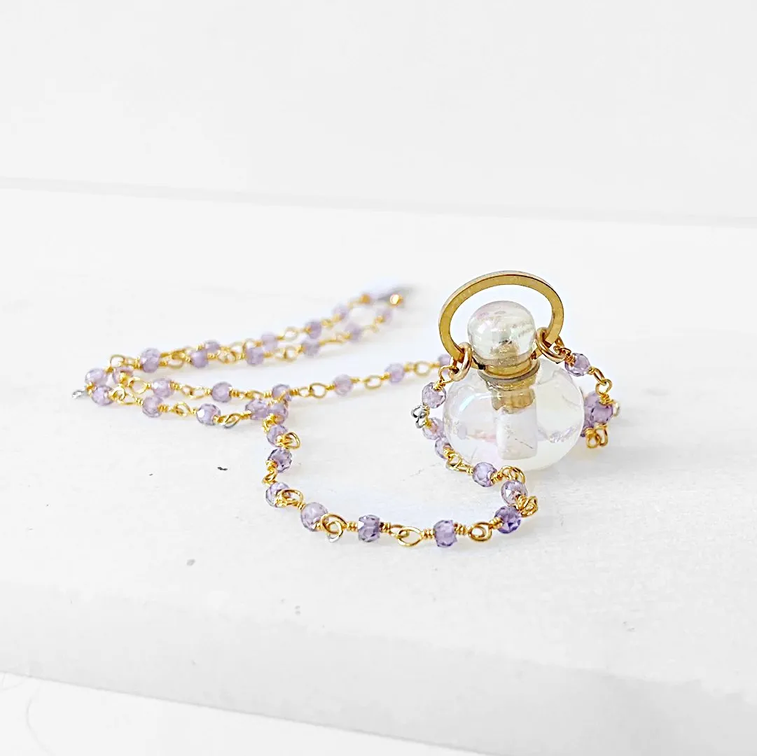 Mini Potion Bottle, Amethyst 14K Gold Filled Necklace