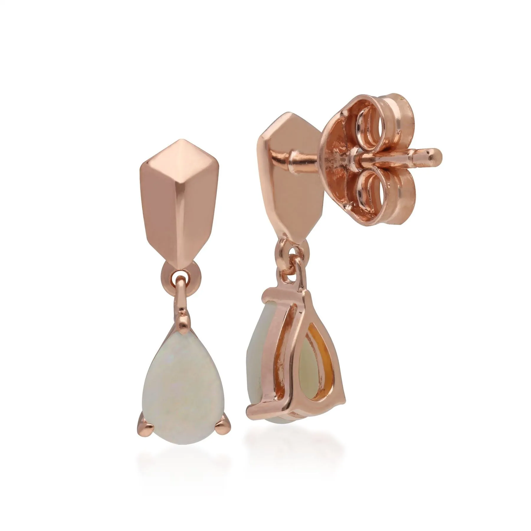 Mini Statement Opal Ohrringe in Rose Vergoldetem 925 Sterling Silber