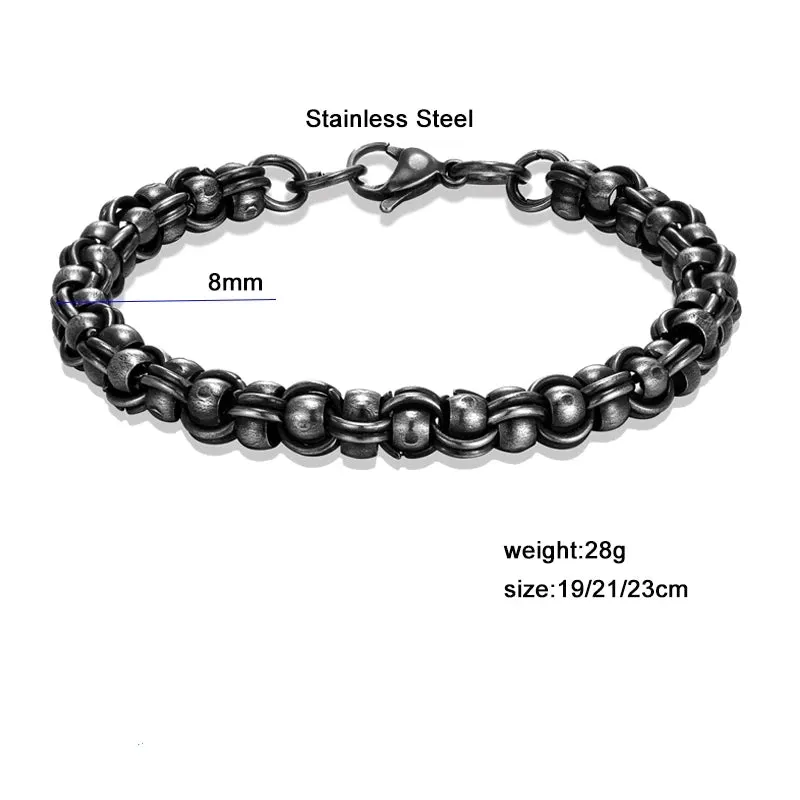 MKENDN Men Creative Vintage Biker Link Chain Bracelet Handmade Punk Rock Stainless Steel Motorcycle Jewelry Accessories Gifts