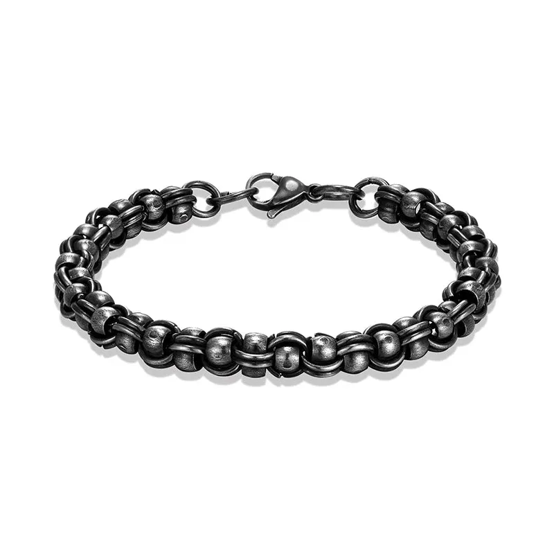 MKENDN Men Creative Vintage Biker Link Chain Bracelet Handmade Punk Rock Stainless Steel Motorcycle Jewelry Accessories Gifts