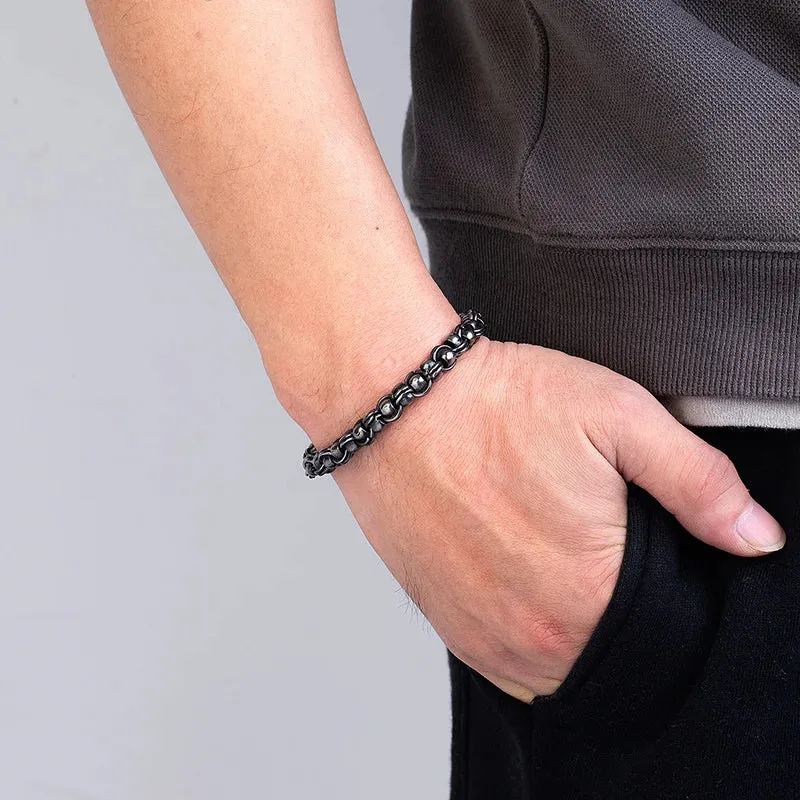 MKENDN Men Creative Vintage Biker Link Chain Bracelet Handmade Punk Rock Stainless Steel Motorcycle Jewelry Accessories Gifts