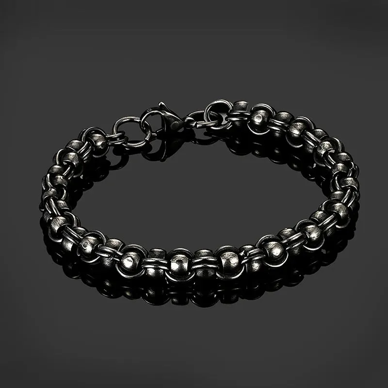 MKENDN Men Creative Vintage Biker Link Chain Bracelet Handmade Punk Rock Stainless Steel Motorcycle Jewelry Accessories Gifts