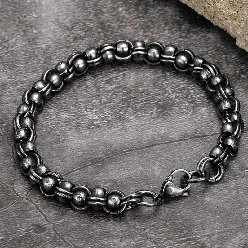 MKENDN Men Creative Vintage Biker Link Chain Bracelet Handmade Punk Rock Stainless Steel Motorcycle Jewelry Accessories Gifts