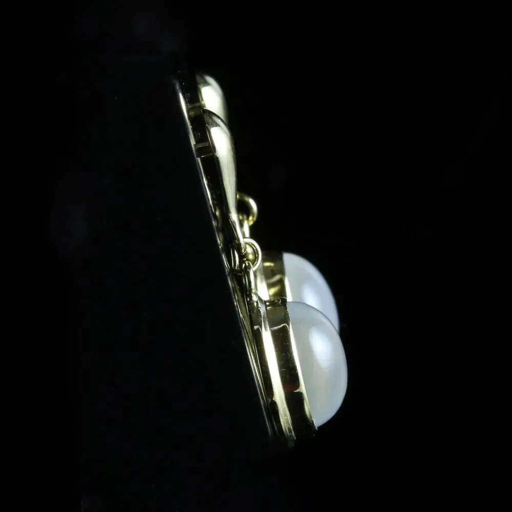 Moonstone Drop Earrings 9Ct Yellow Gold Lovely Moonstones
