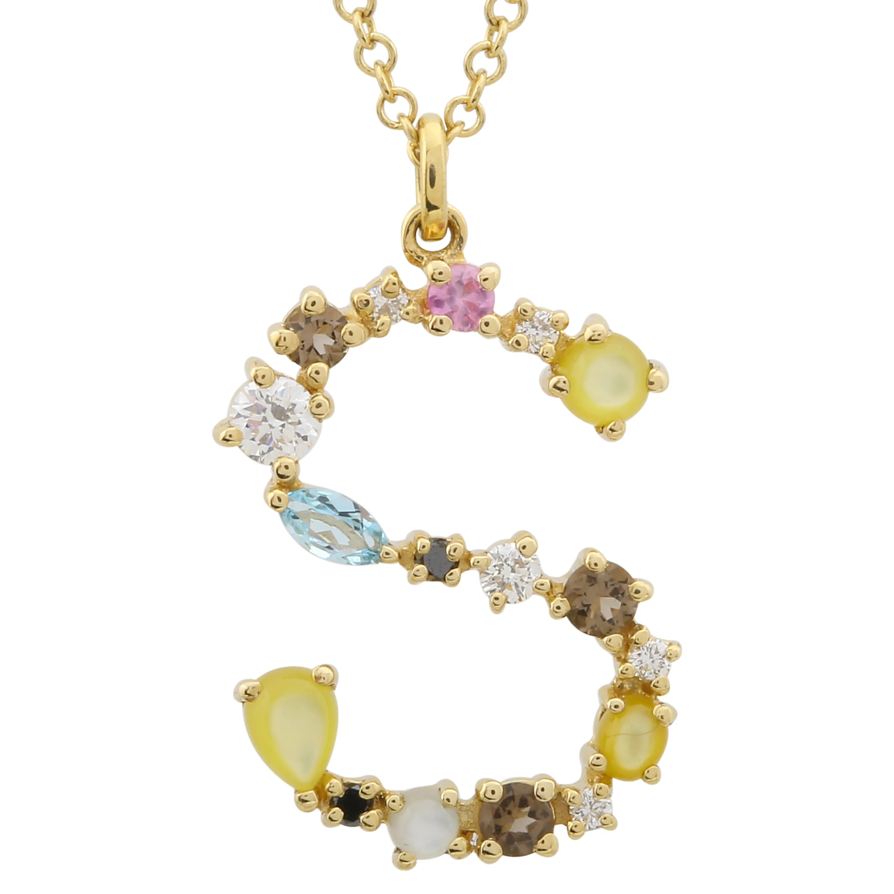 Multi Gemstone Alphabet Necklace