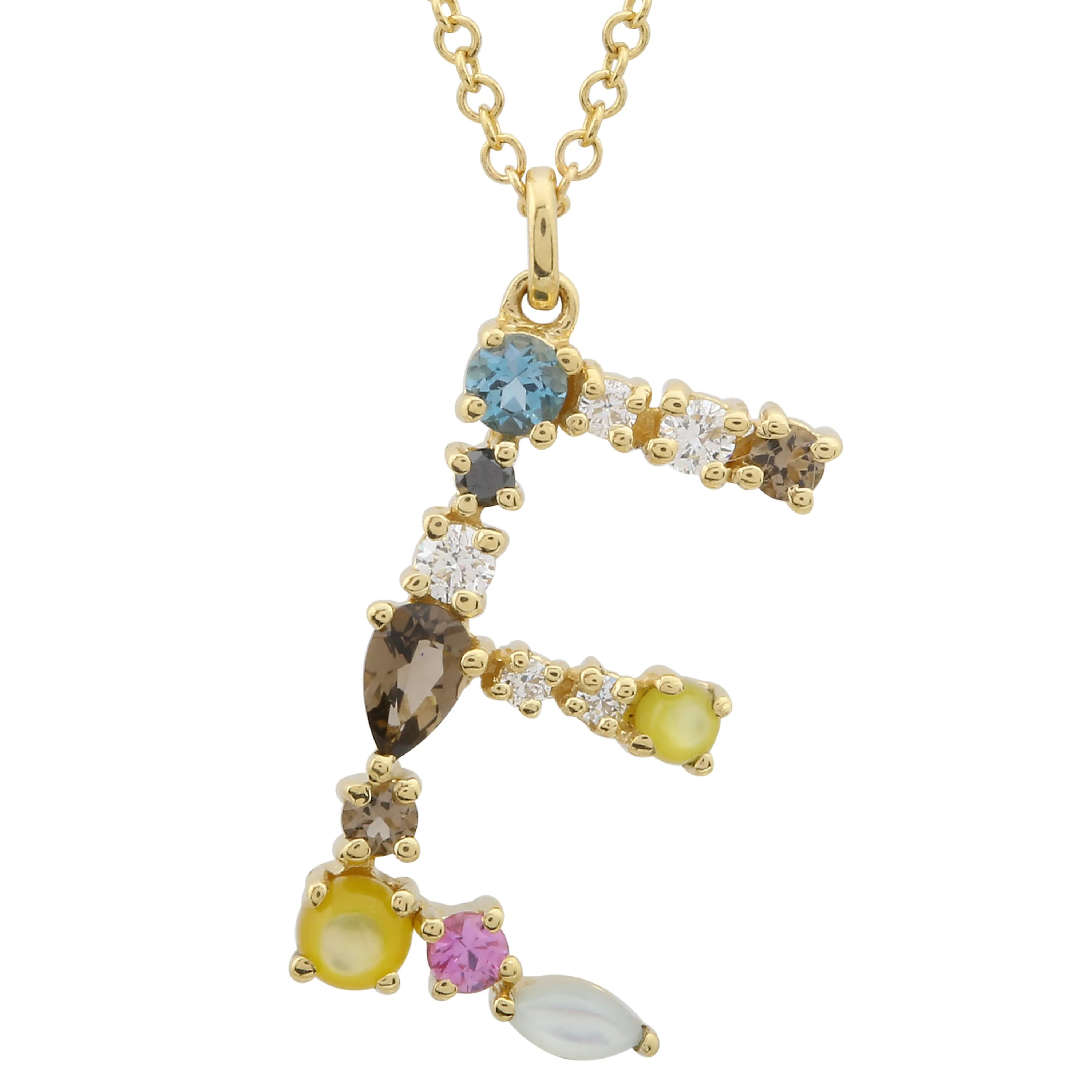 Multi Gemstone Alphabet Necklace