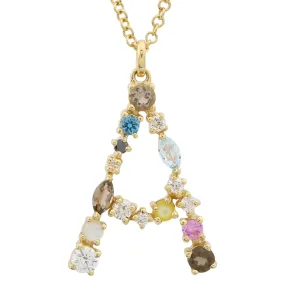 Multi Gemstone Alphabet Necklace