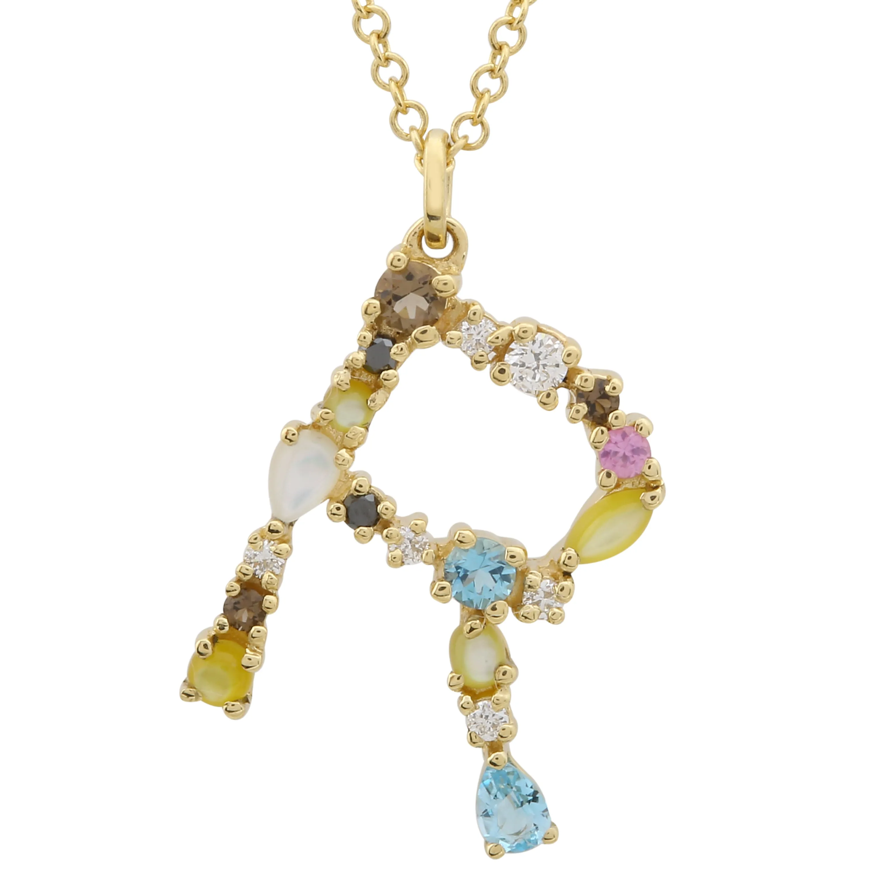 Multi Gemstone Alphabet Necklace