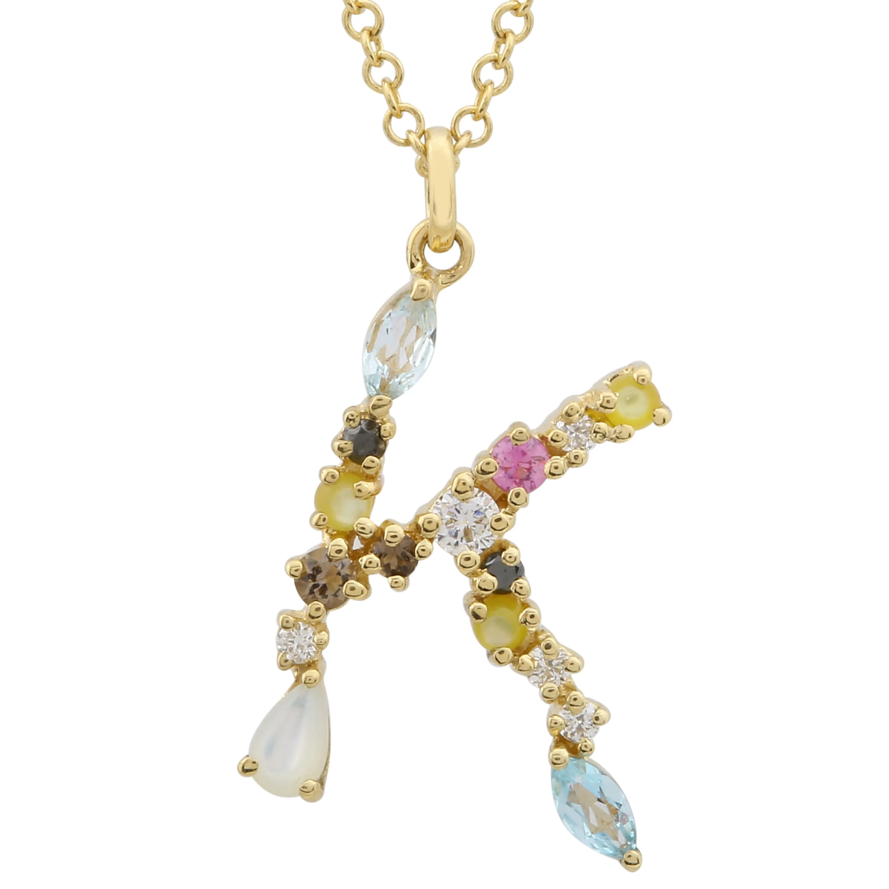 Multi Gemstone Alphabet Necklace