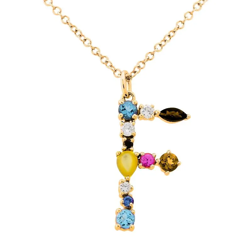 Multi Gemstone Alphabet Necklace