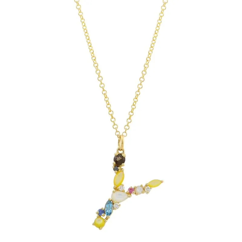 Multi Gemstone Alphabet Necklace