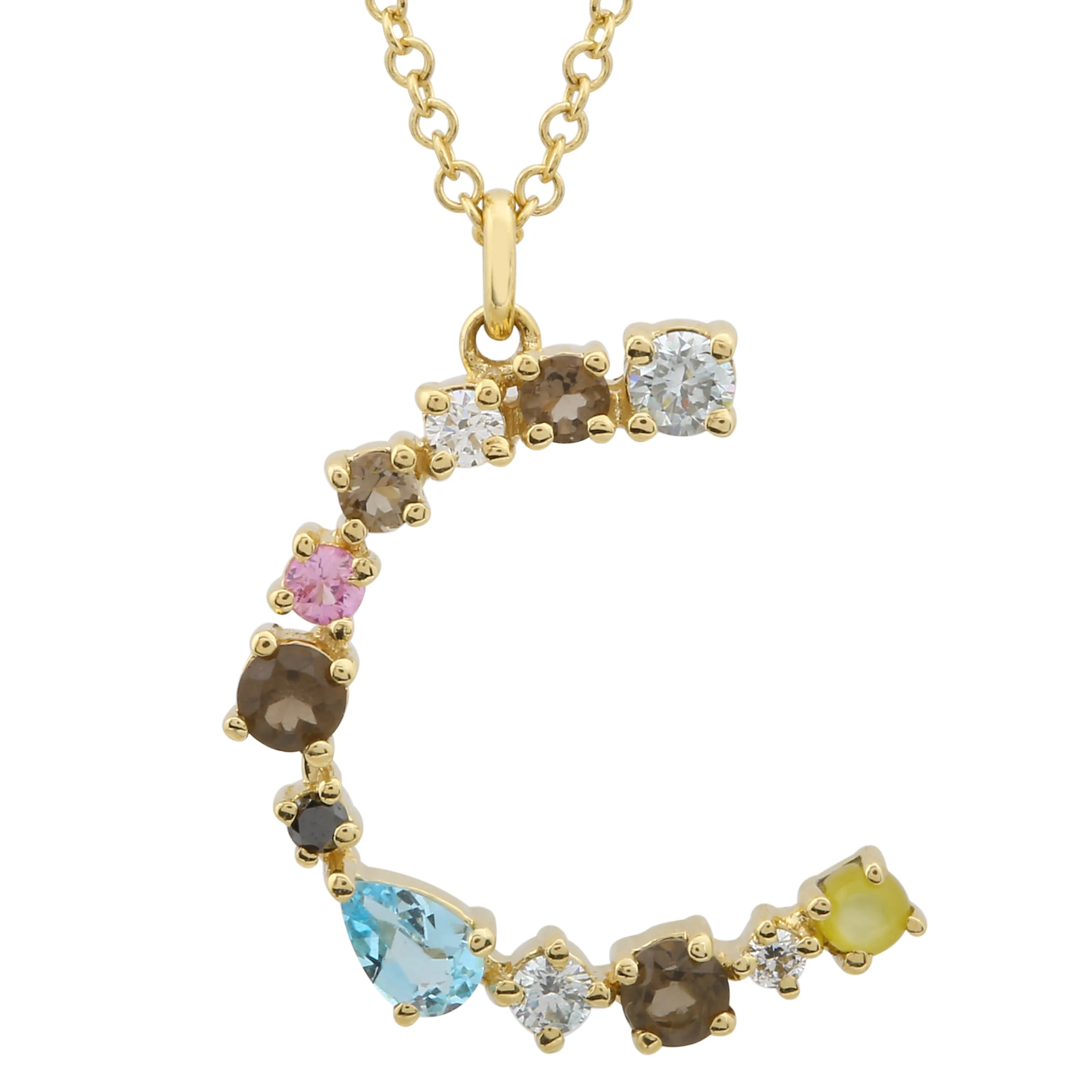 Multi Gemstone Alphabet Necklace