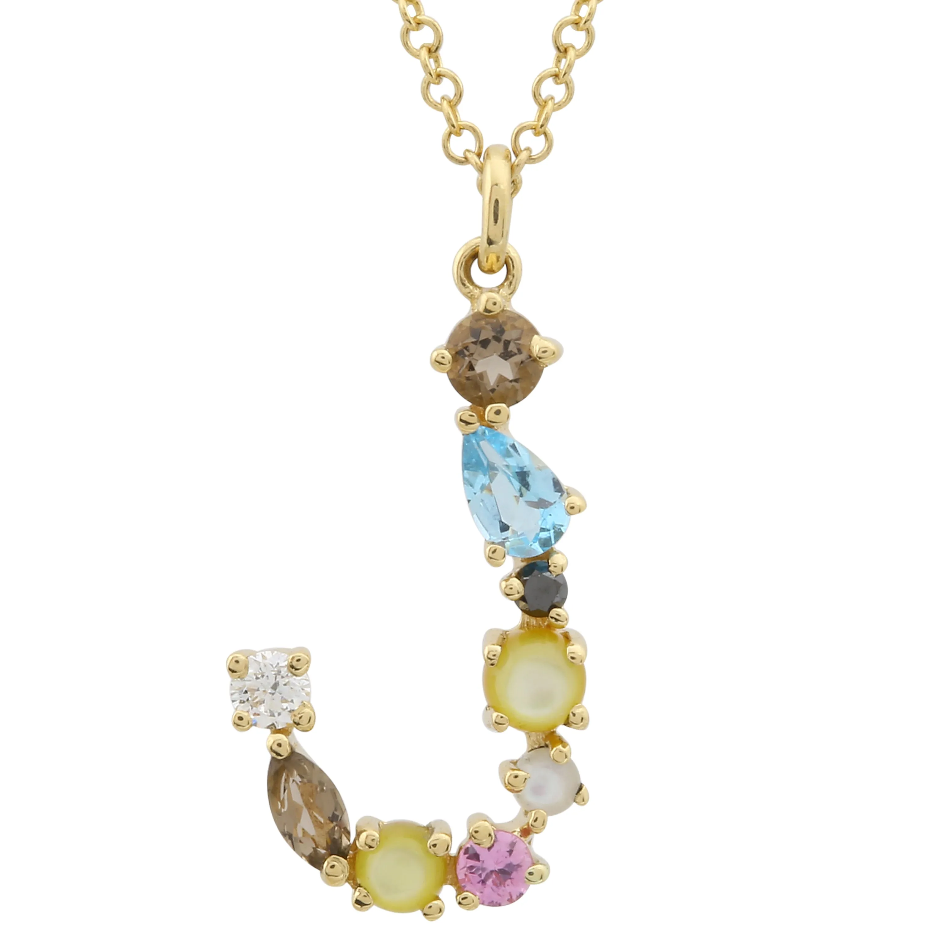 Multi Gemstone Alphabet Necklace