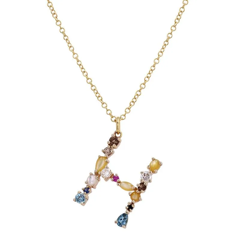 Multi Gemstone Alphabet Necklace