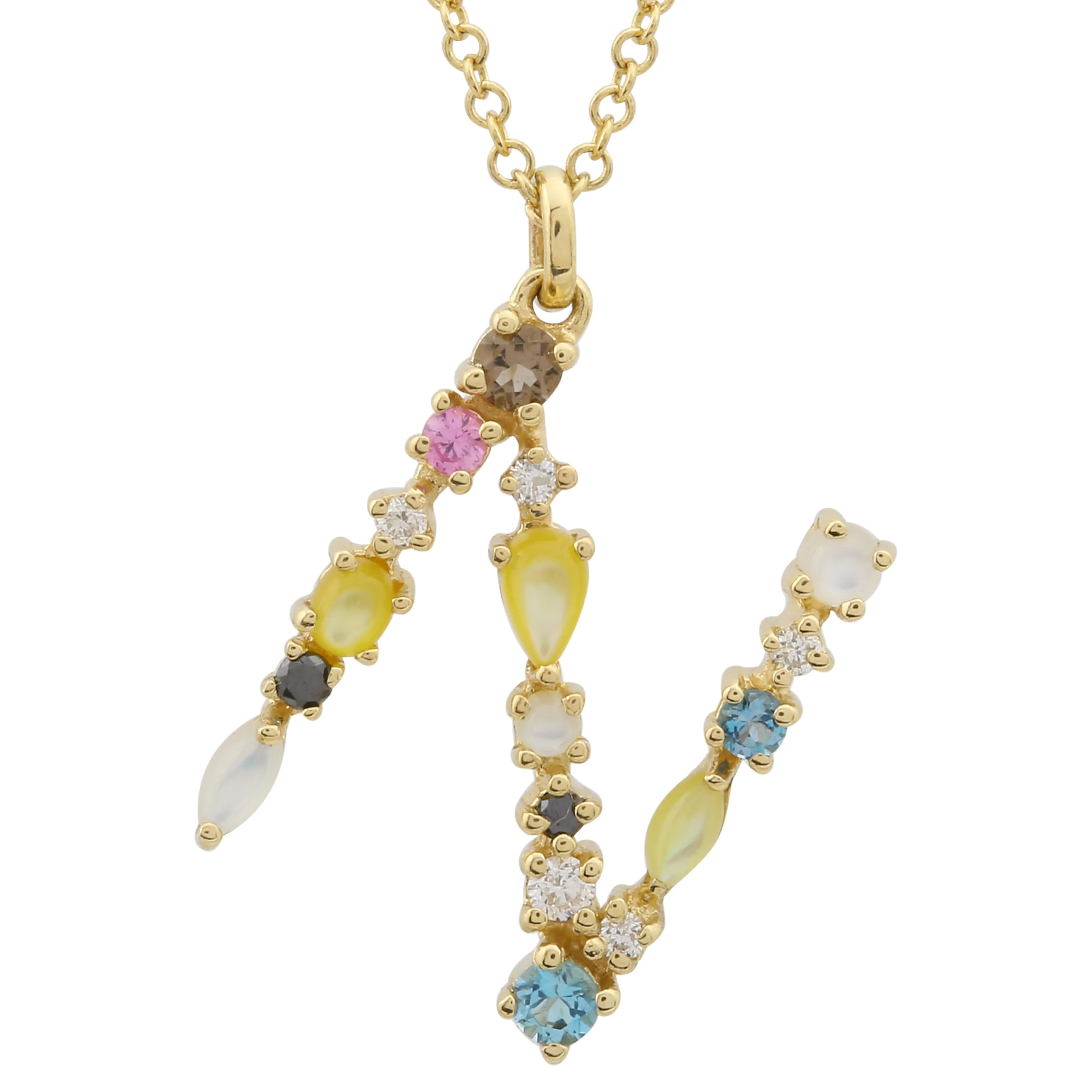 Multi Gemstone Alphabet Necklace