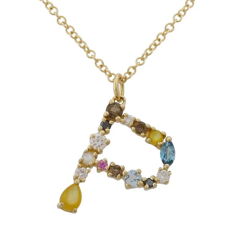 Multi Gemstone Alphabet Necklace
