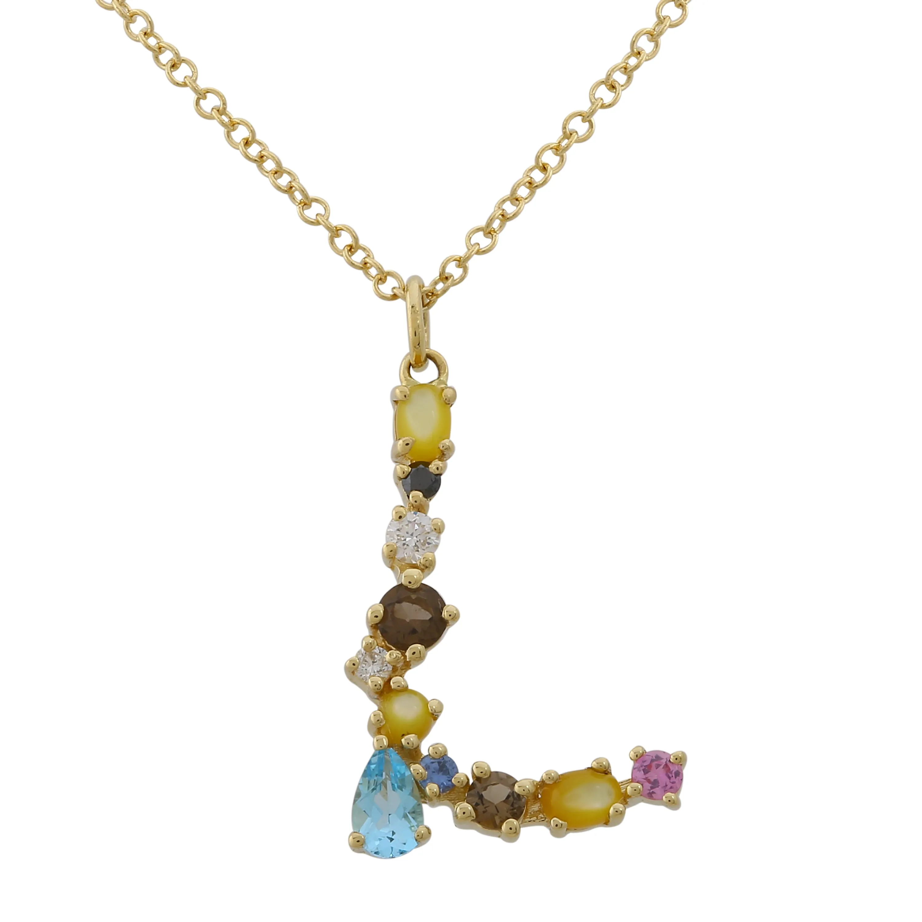 Multi Gemstone Alphabet Necklace