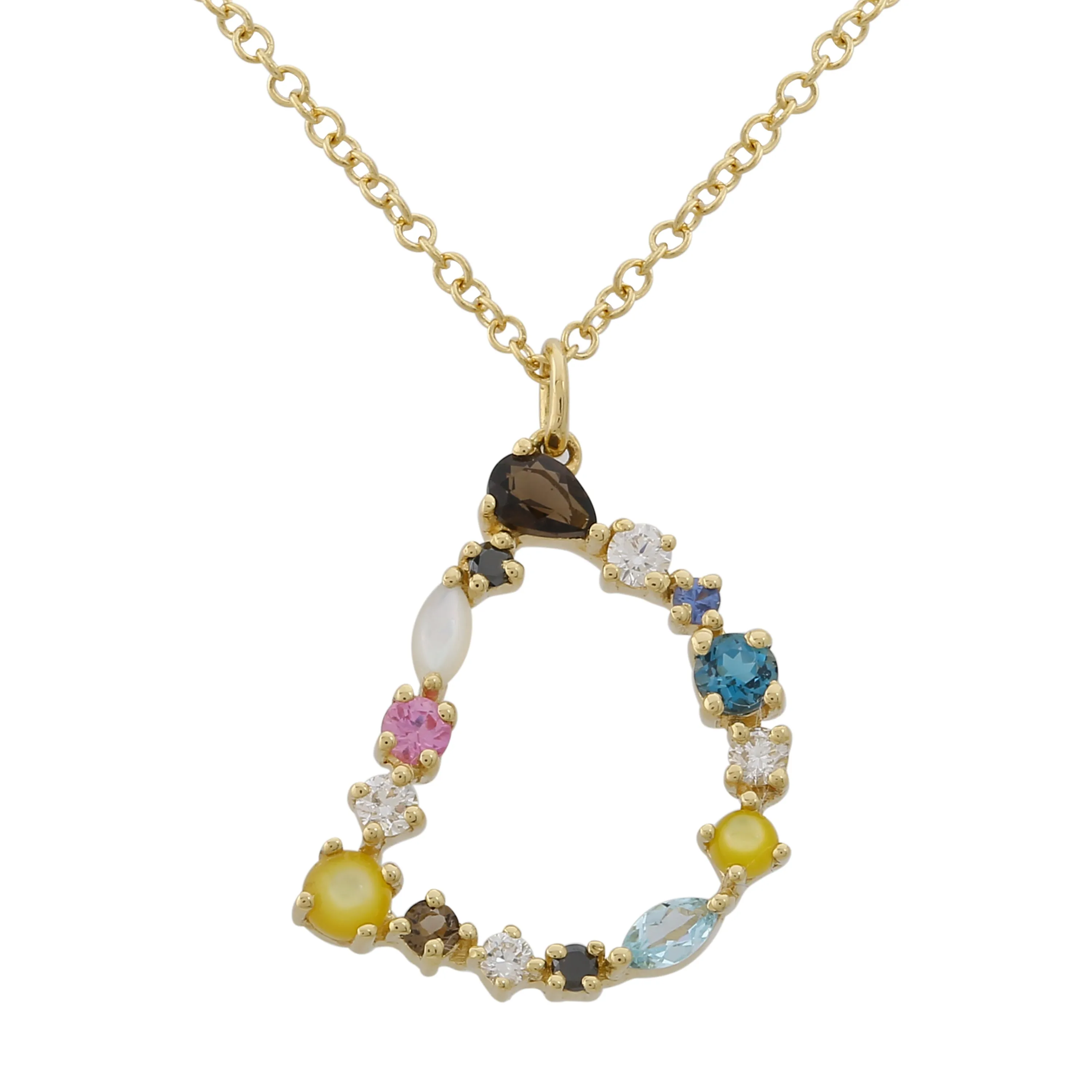 Multi Gemstone Alphabet Necklace