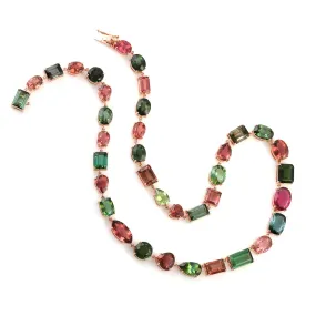 Multicolor Tourmaline Choker Necklace In 18k Yellow Gold For Her