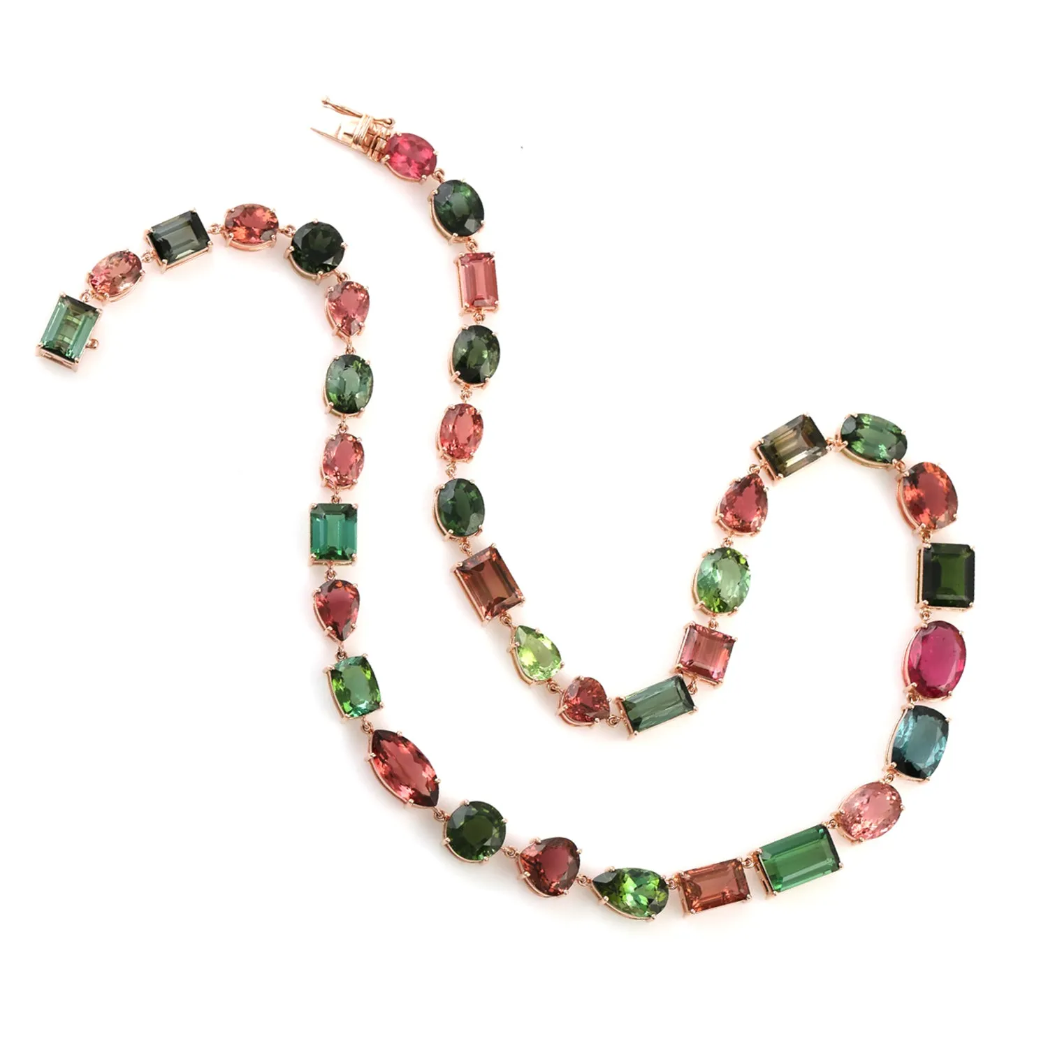 Multicolor Tourmaline Choker Necklace In 18k Yellow Gold For Her