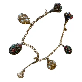 Multicolored Abstract Designs Charm Bracelet circa 1960s
