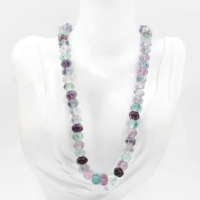 MultiColored Fluorite Necklace Beaded Fluorite Necklace Carved Fluorite Beads Pumpkin Fluorite Pumpkin Necklace Indian Necklace SKU 6142673
