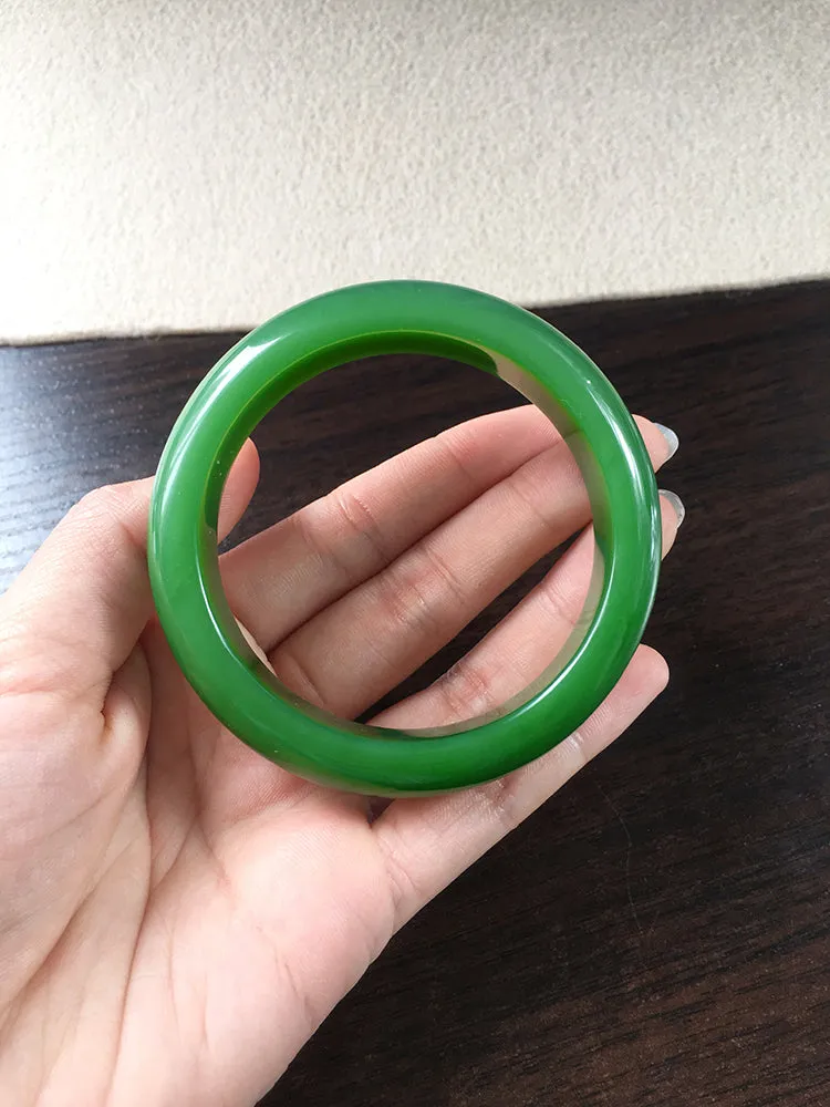 Natural Jade Bangle Nephrite Bangle Internal Diameter 58.7mm NBE049
