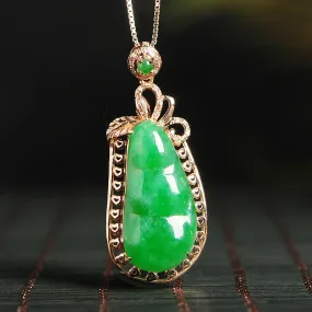 Natural Jade Pendant Jadeite Gold Pendant PT55