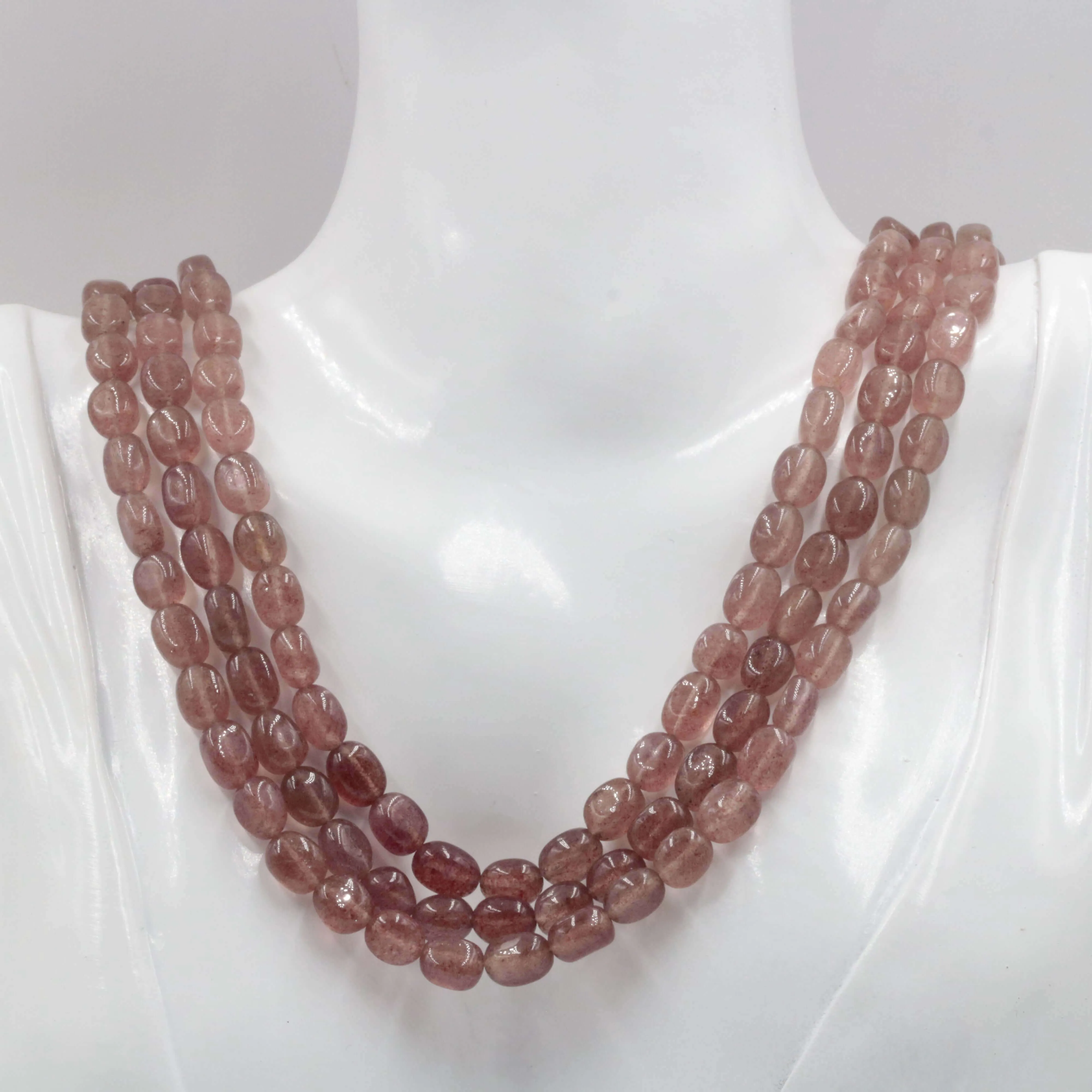 Natural Pink Strawberry Quartz gemstone Shaded Necklace Quartz stone Necklace Quartz Necklace Quartz Beaded Necklace SKU:6142756 6142757