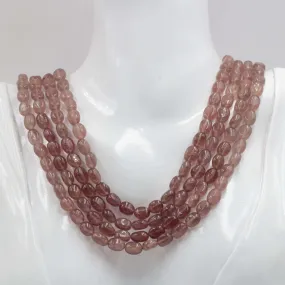 Natural Pink Strawberry Quartz gemstone Shaded Necklace Quartz stone Necklace Quartz Necklace Quartz Beaded Necklace SKU:6142756 6142757