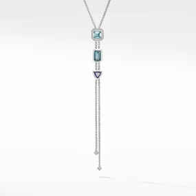 Novella Y Necklace with Blue Topaz and Pav√© Diamonds