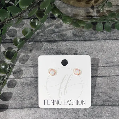 Opal Circle Stud Earrings (ROSE GOLD OR GOLD)