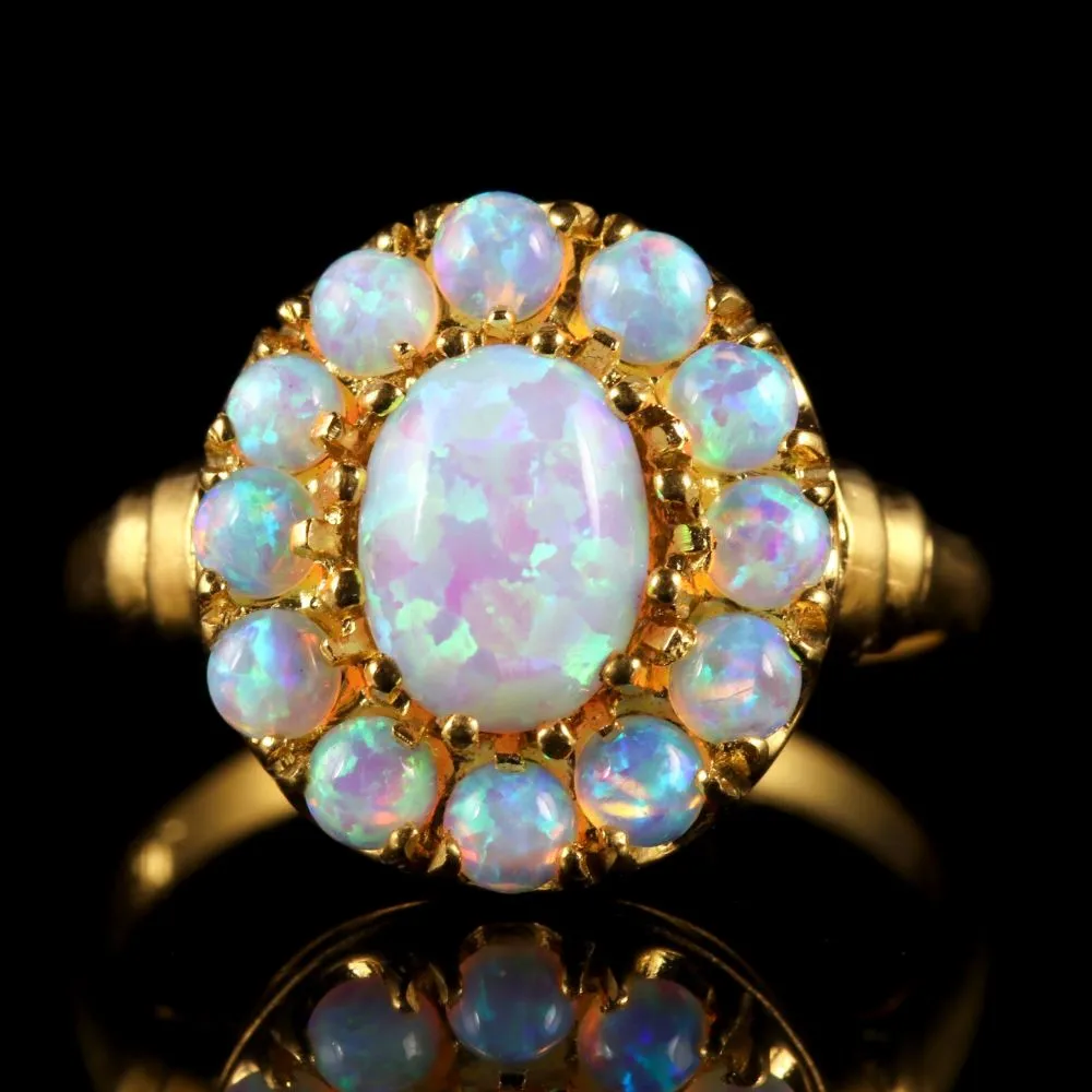 Opal Ring 18Ct Gold Silver Ring