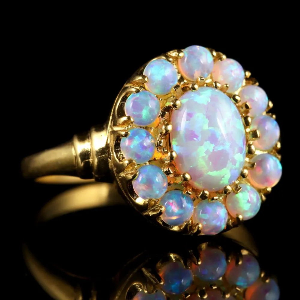 Opal Ring 18Ct Gold Silver Ring