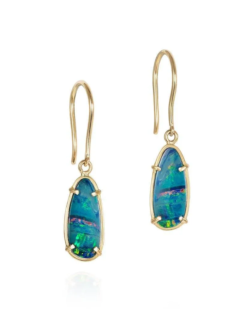 Organic Doublet Opal Drop Earrings