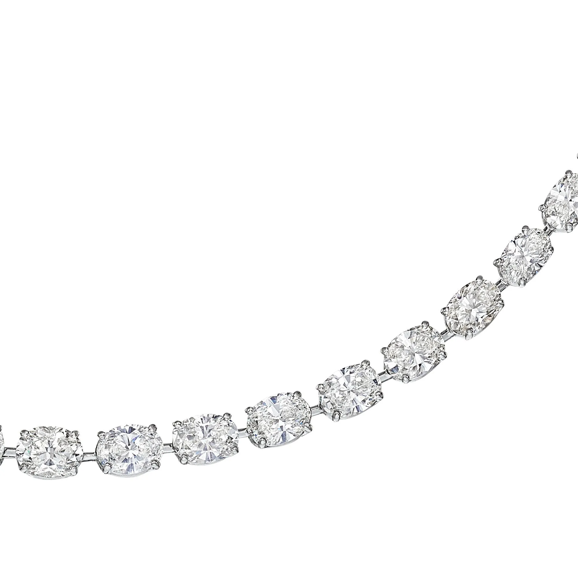 Oval Cut Riviera Diamond Necklace, 28 CT