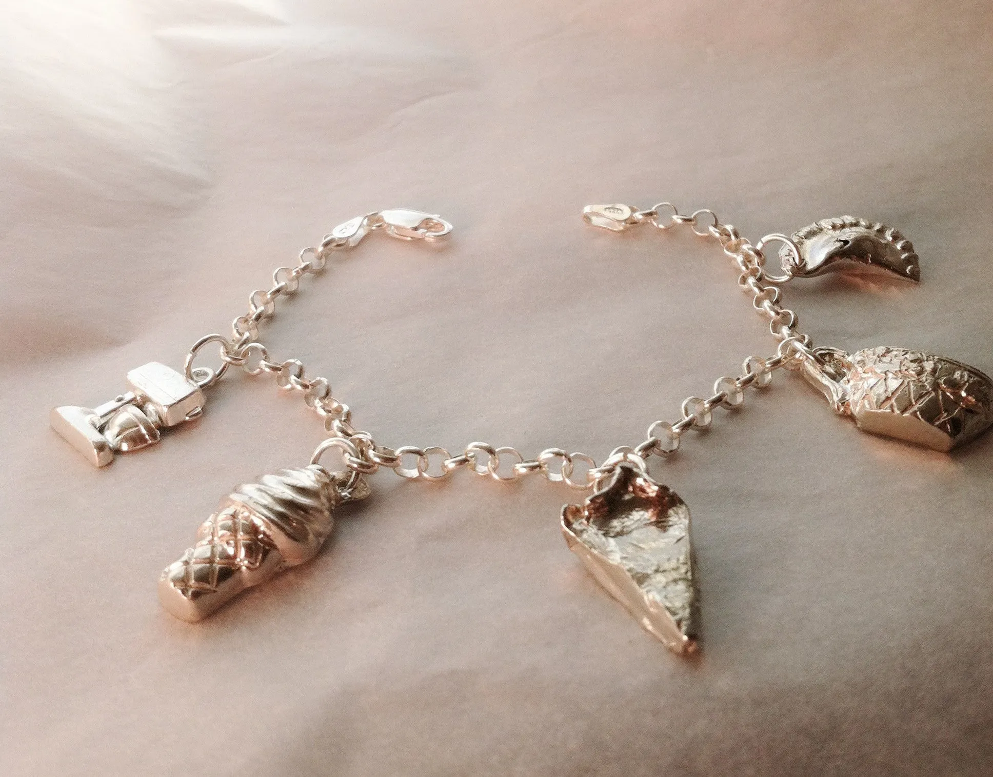 Pastry Chef Charm Bracelet in Sterling Silver