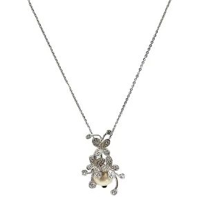 Pearl and Diamond Flower Pendant Necklace