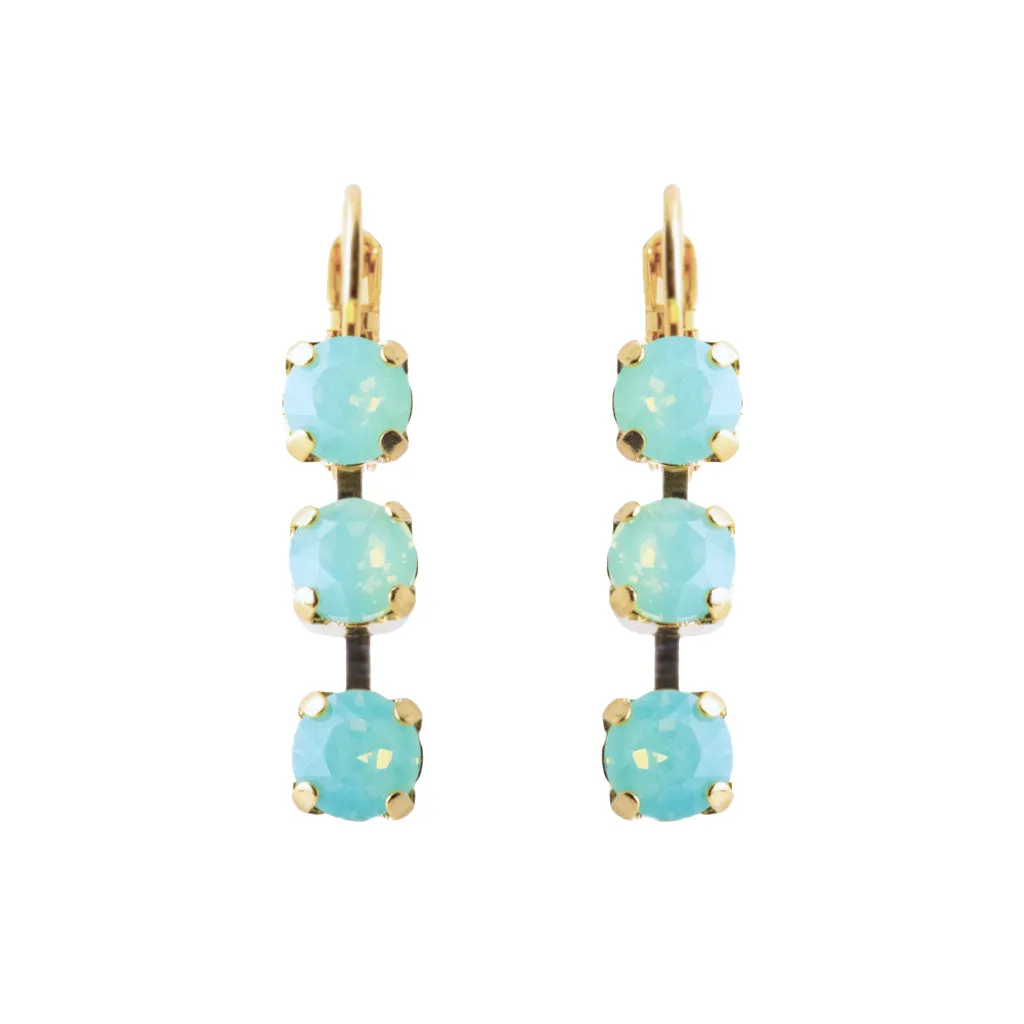 Petite Three Stone Leverback Earrings in Chrysolite Opal *Custom*
