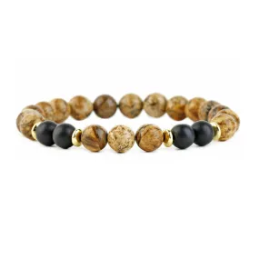 Picture Jasper Bracelet (Circumference 19cm) 圖畫石串珠手鍊 (鍊長 19cm) KJBR16217a