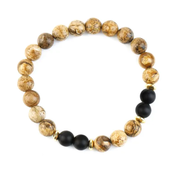 Picture Jasper Bracelet (Circumference 19cm) 圖畫石串珠手鍊 (鍊長 19cm) KJBR16217a