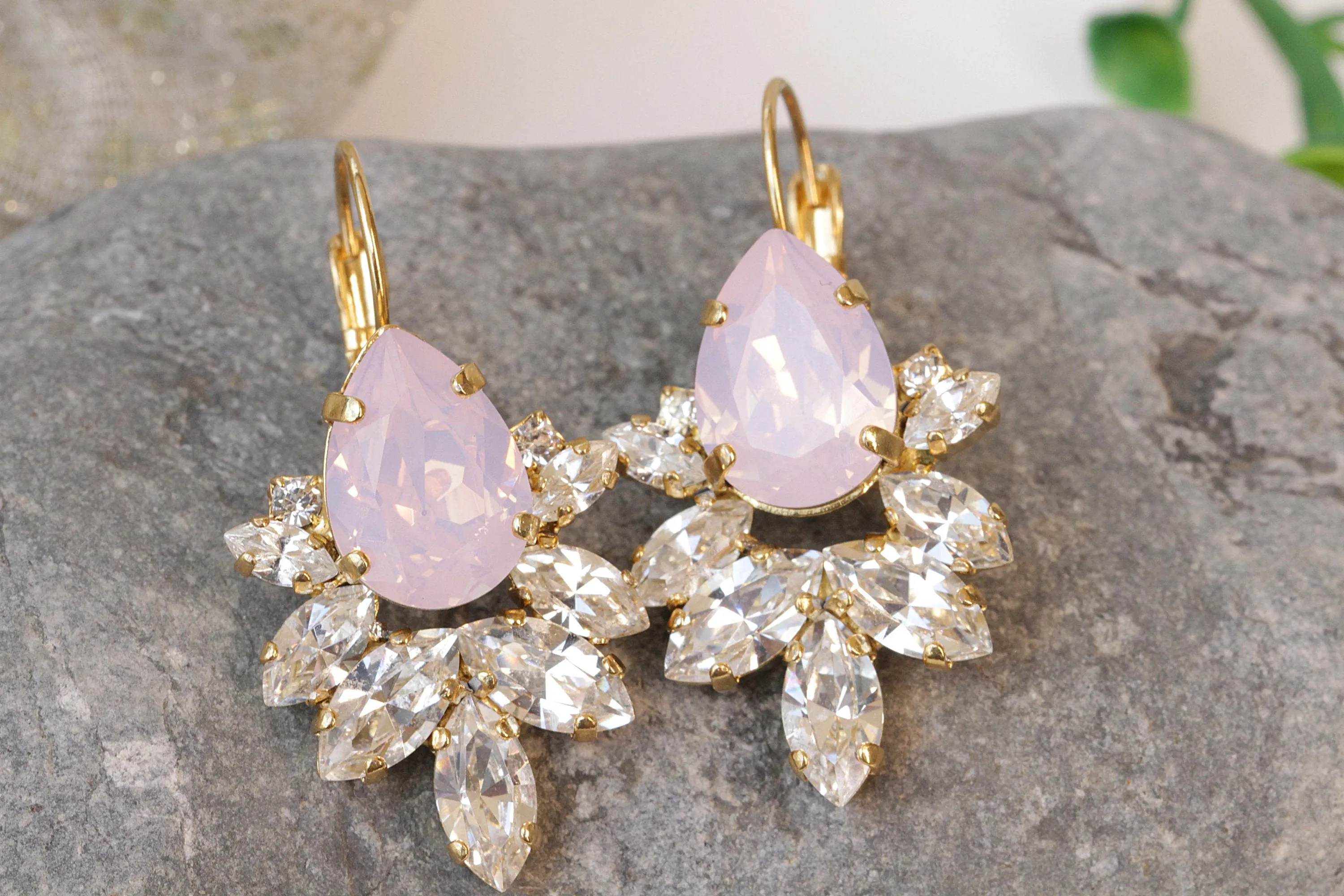 Pink Opal CRYSTAL EARRINGS