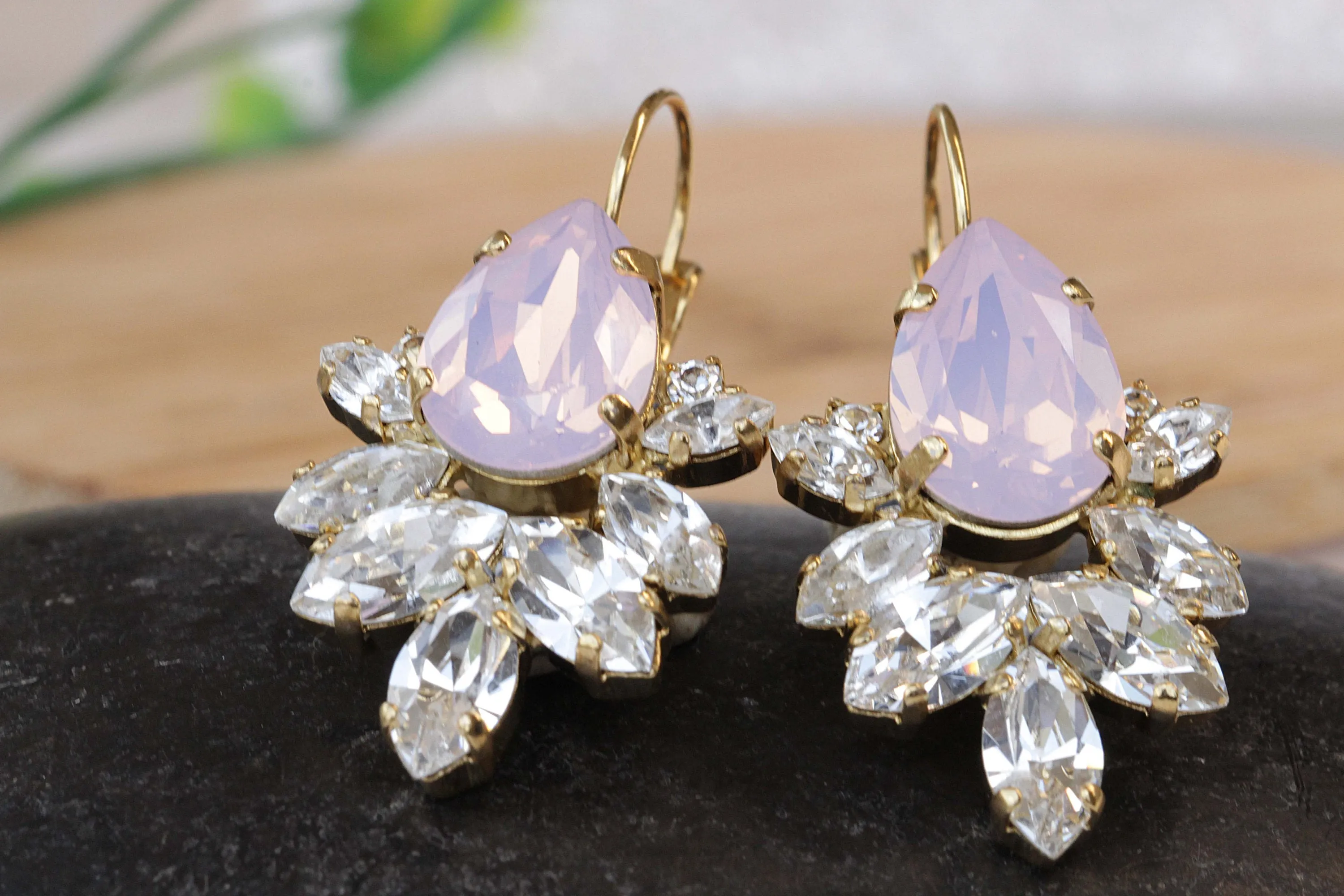 Pink Opal CRYSTAL EARRINGS