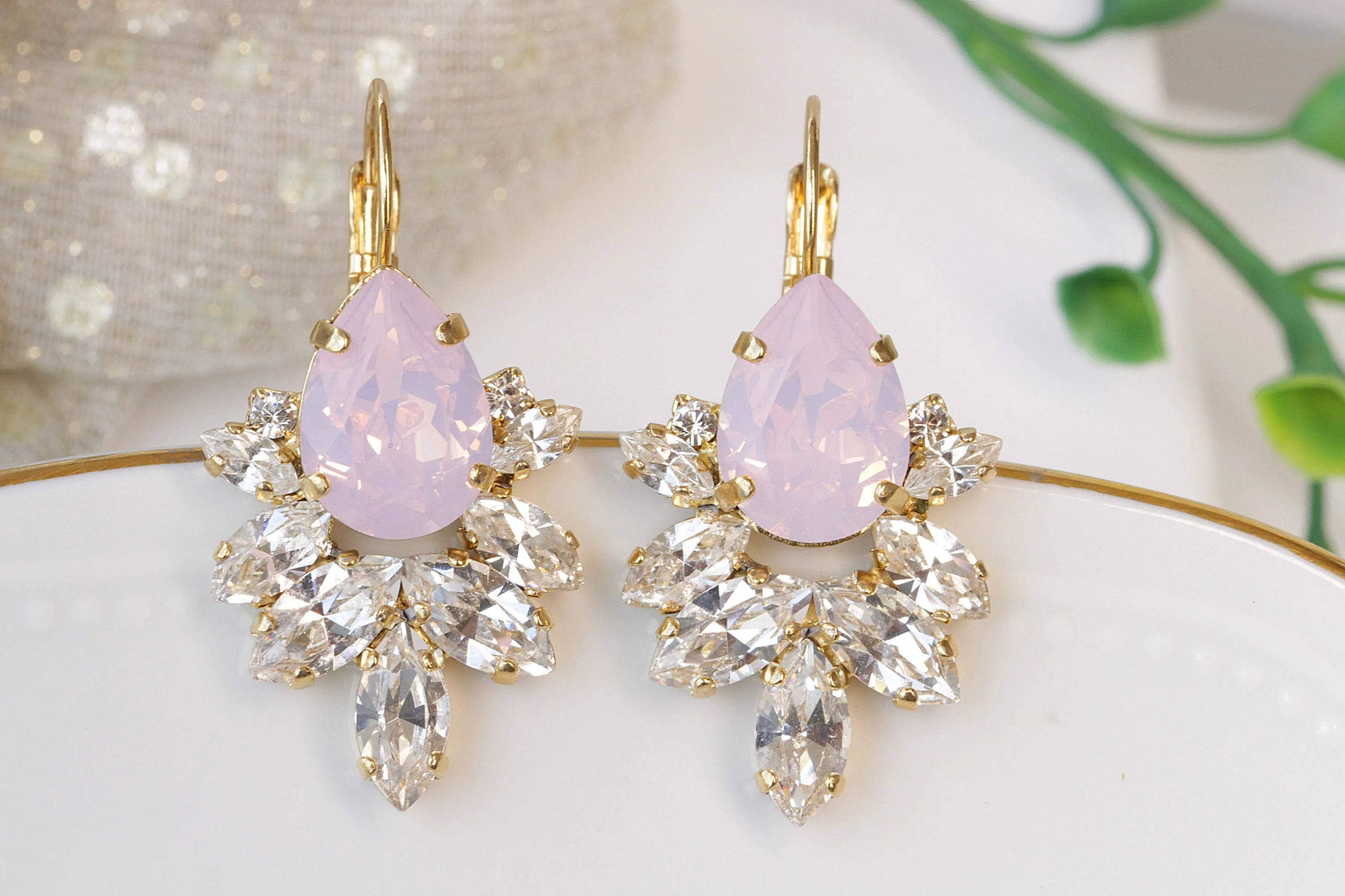 Pink Opal CRYSTAL EARRINGS